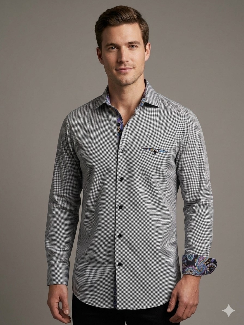 Bertigo 100% Cotton Long Sleeve Men Dress Shirt